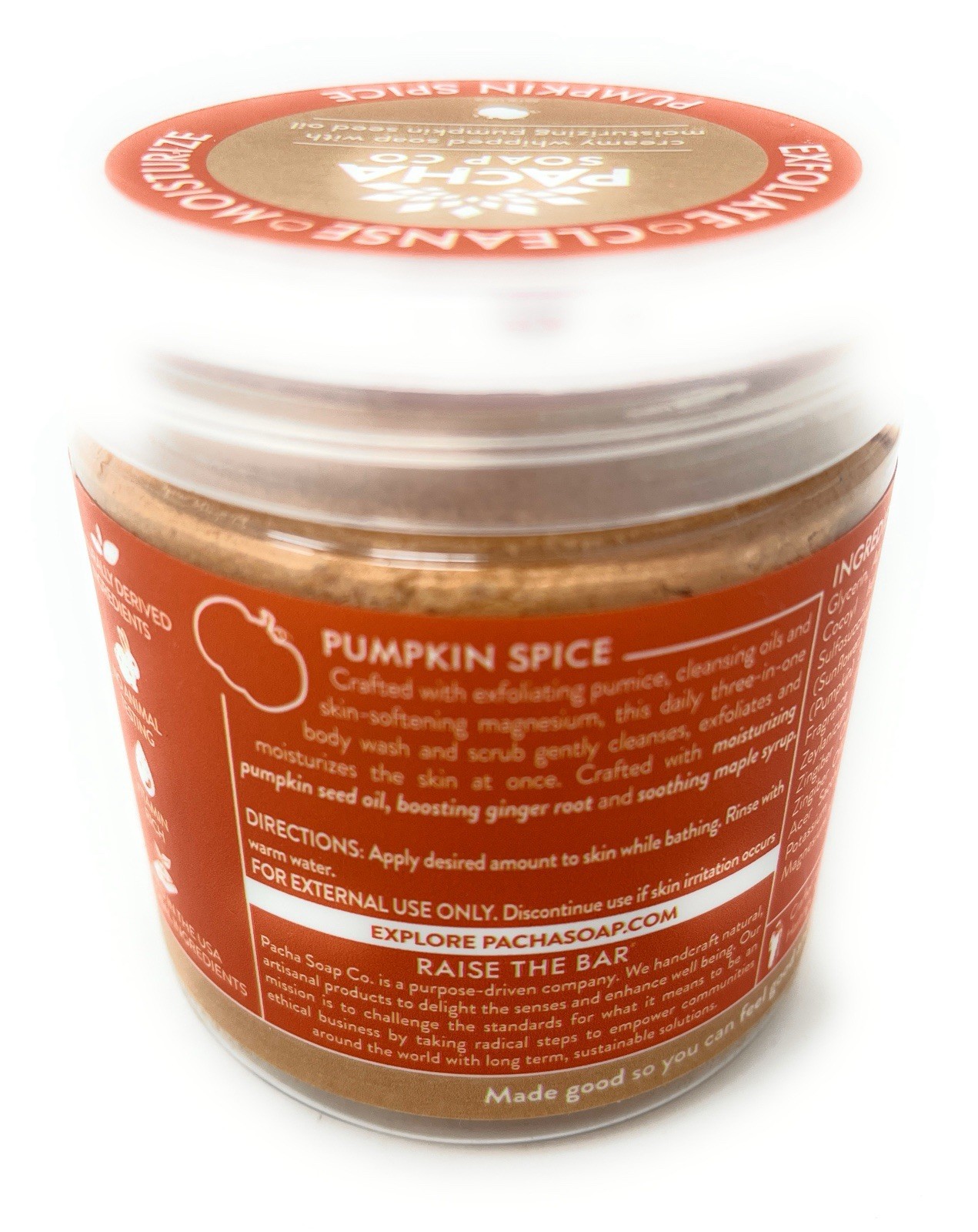 PACHA SOAP Co Pumpkin Spice Whipped Soap Scrub 8 oz & Froth Bath Bomb Bundle