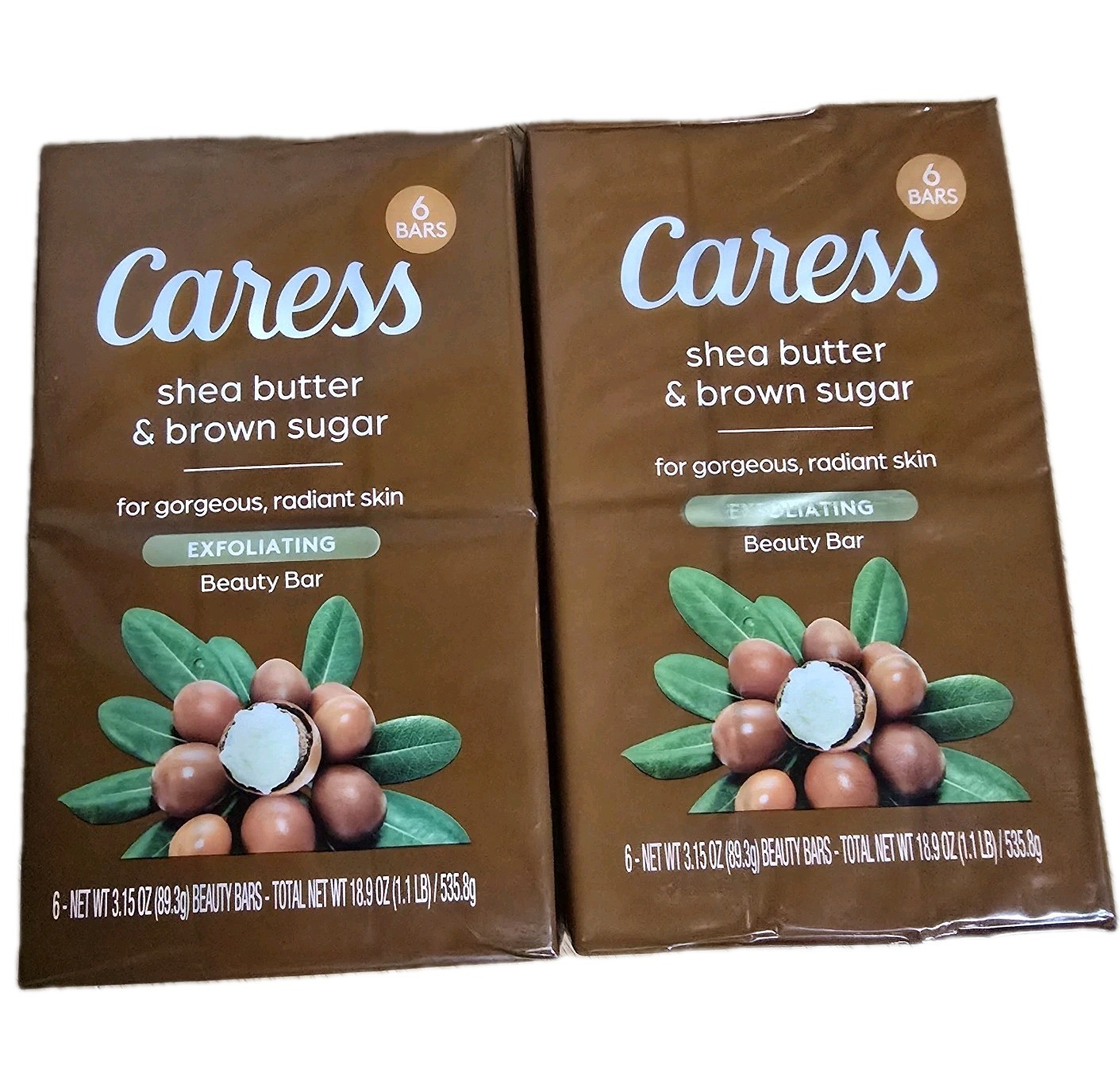 Caress Shea Butter Brown Sugar Bar Soap Exfoliating Beauty Bars 12 Bars Lot Of 2