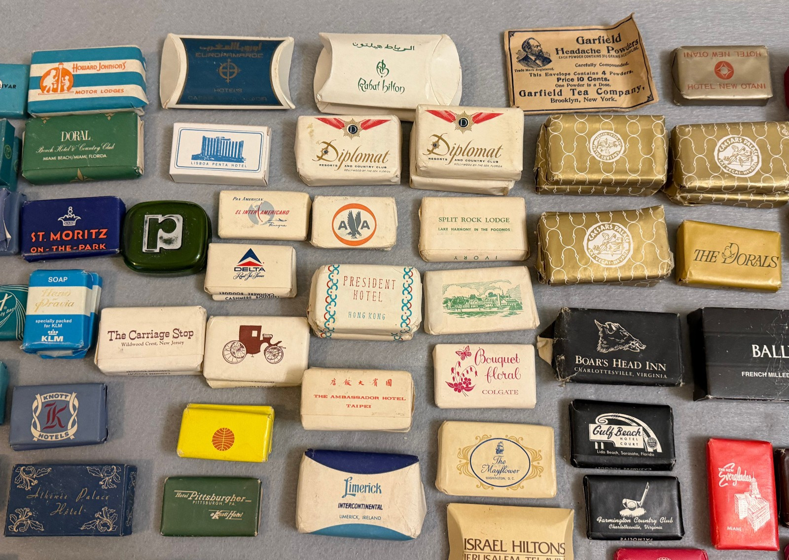 Large Vintage Lot 150+ Hotel Motel Airline Mini Bar Bath Soaps Around World Wide