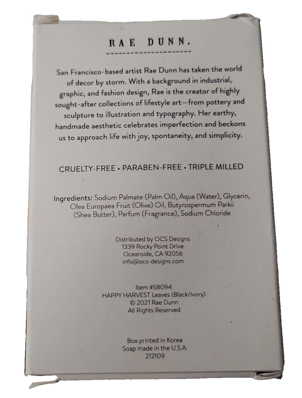 Rae Dunn Fall Harvest Apple Bar Soap 8 oz All Natural Cruelty Free