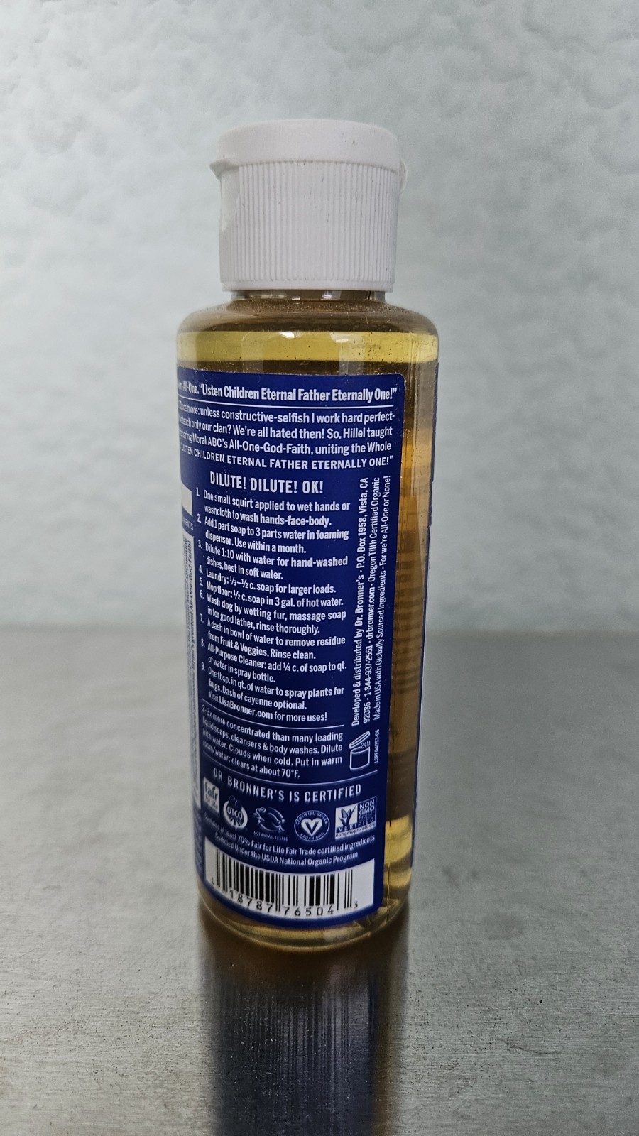 Dr. Bronner’s 18-In-1 Hemp Peppermint Pure Castile Liquid Soap 4oz. Sealed