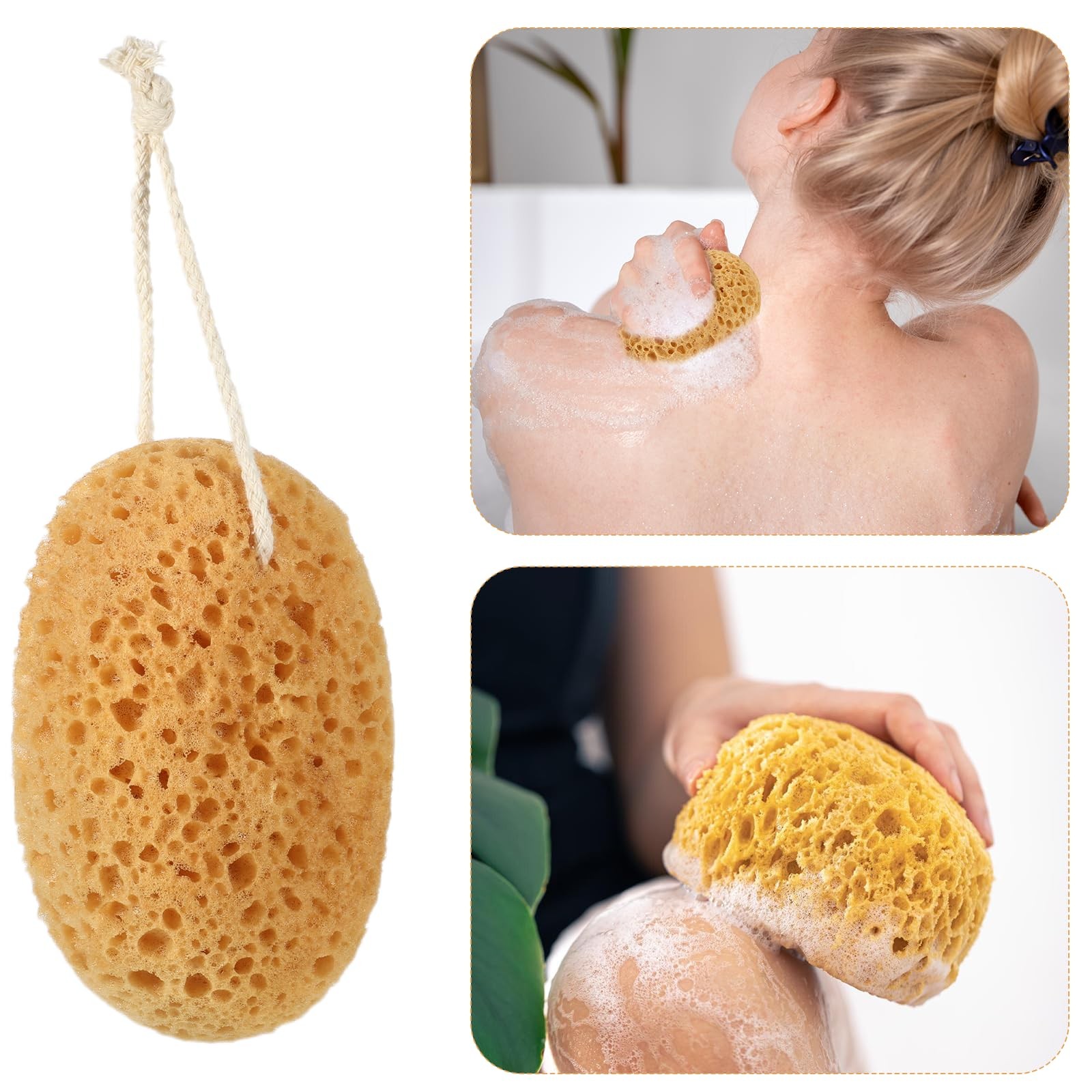 Shower Sponge, 2 Pcs Large Bath Sponges for 1 Count (Pack of 2), Yellow