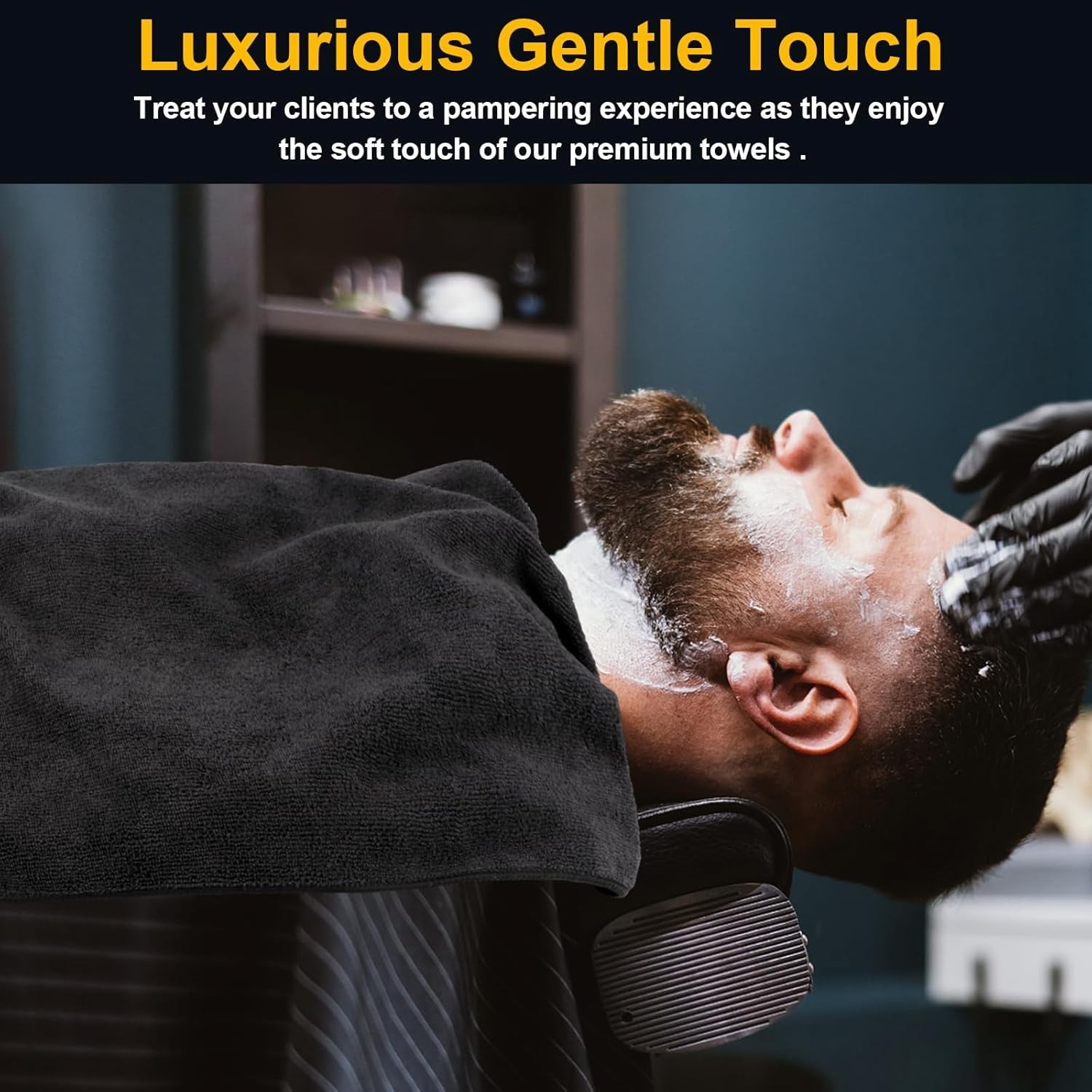 Salon Towels 24 Pack, Microfiber Barber Bulk, (16×29 24PK, Black
