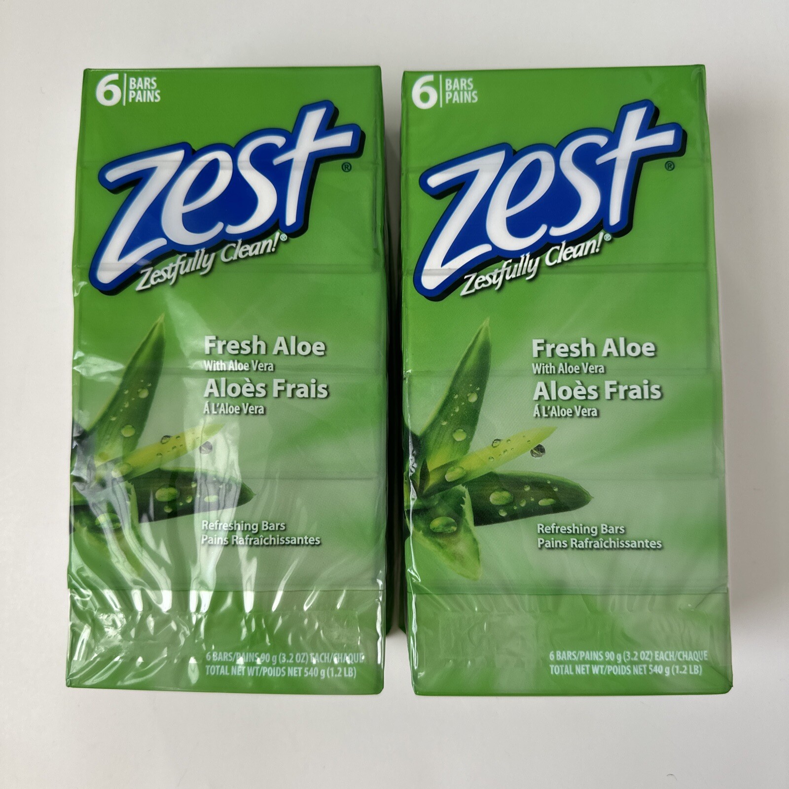 ZEST FRESH ALOE Rich Lather Refreshing BAR SOAP Sealed 12 Bars (6×2)