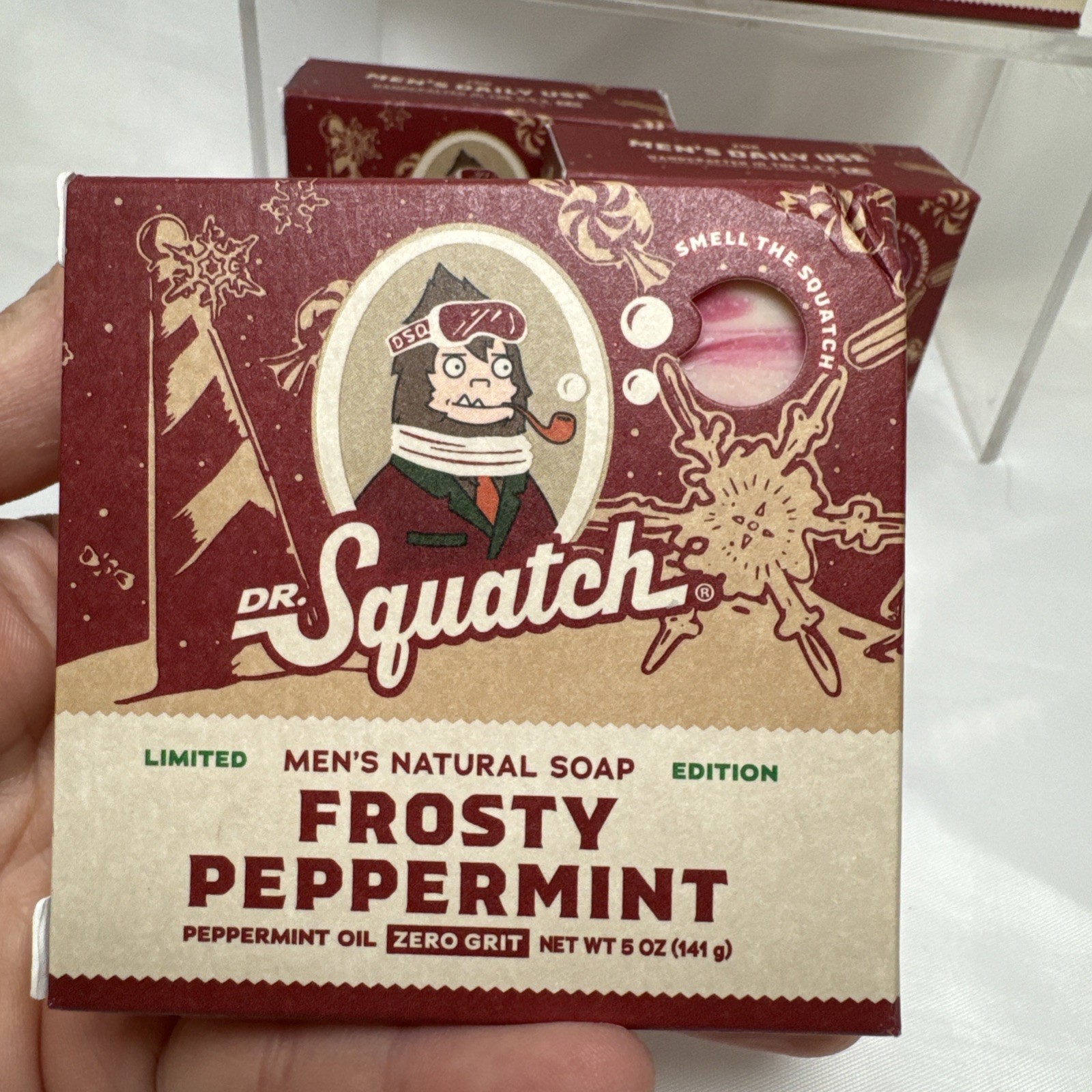 L@@K NEW 6 BARS RARE DR SQUATCH LIMITED EDITION FROSTY PEPPERMINT SOAP HOLIDAY