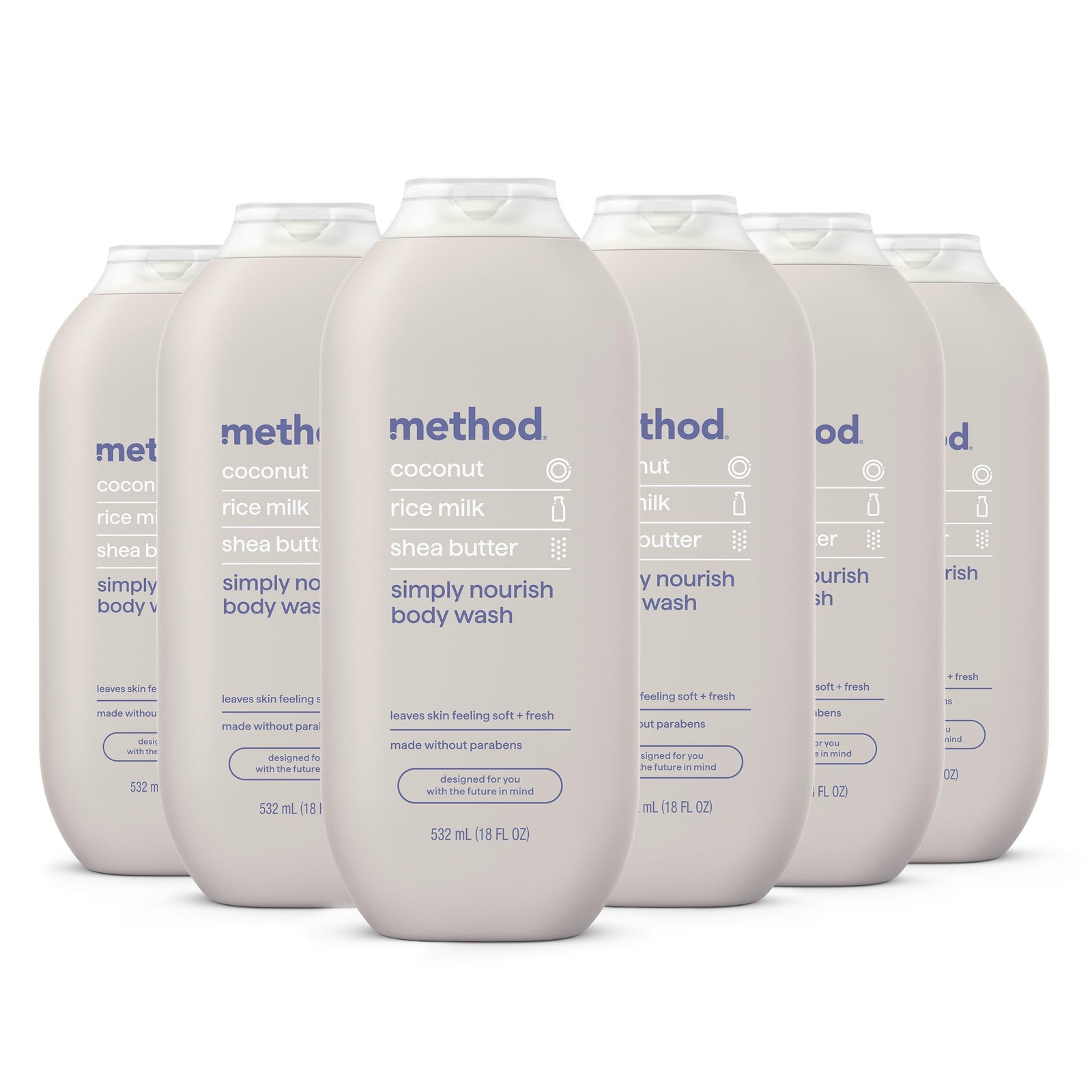 method Body Wash, Simply Nourish – 18 Fl Oz (Pack of 6),