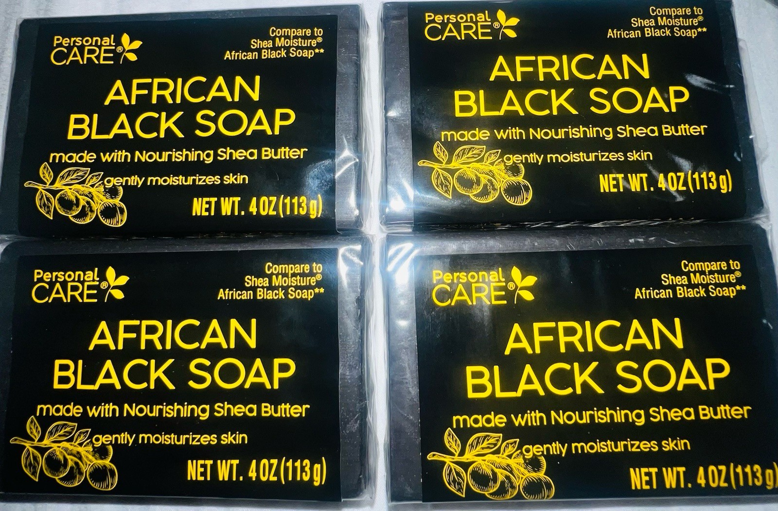 LOT (4) PERSONAL CARE AFRICAN BLACK SOAP BLEMISH & ACNE-PRONE FACE & BODY 4OZ EA