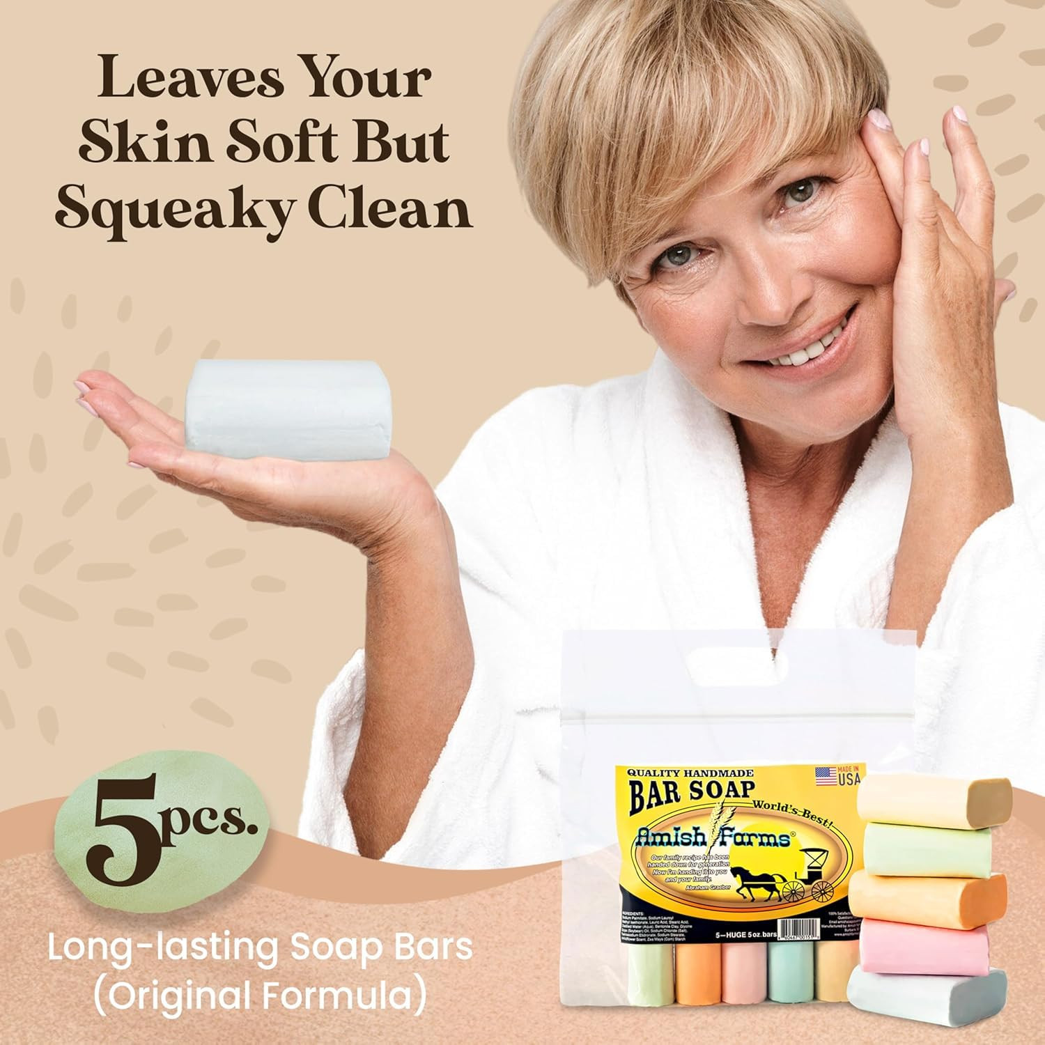 Bar Soap W/All Natural Bentonite Clay | Made in USA, Vegan Moisturizing for Sens