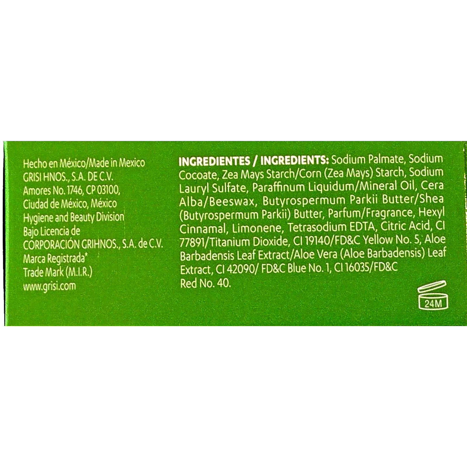 Jabon Grisi Aloe Vera Natural Soap Regenerative 3.5 Oz Scented Bar Body Bath