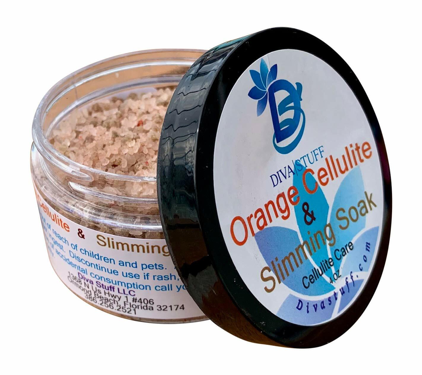 Cellulite and Slimming Salt Bath Soak With Orange Polyphenols,4oz Jar, Diva Stuf