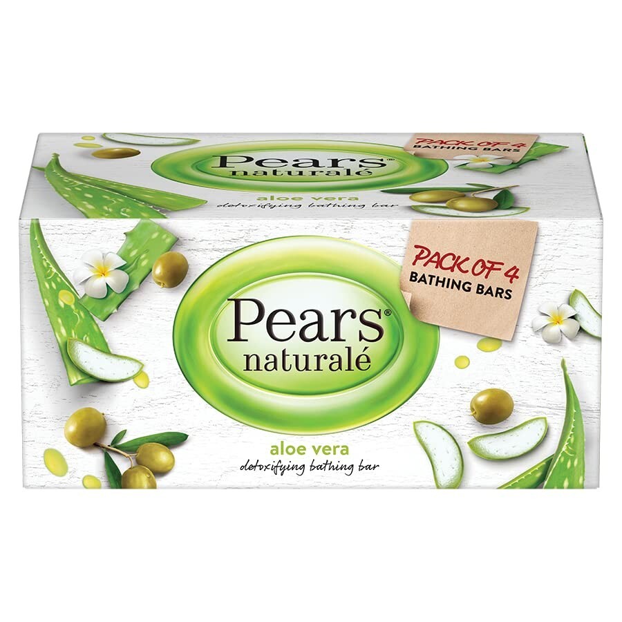 Pears Natural Detoxifying Soap Bar Aloe Vera 125g Pack of 4