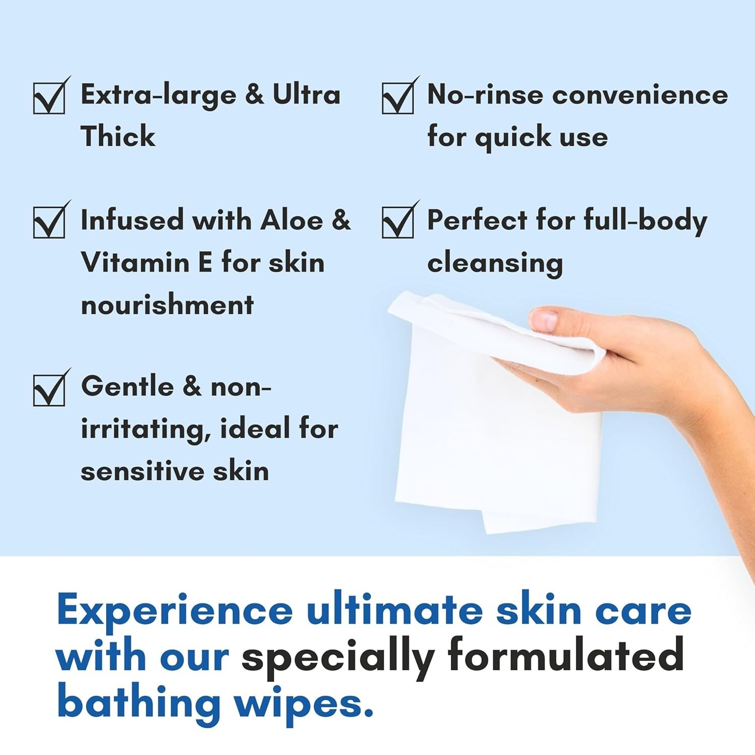 Nurture Rinse Free Bathing Wipes for Adults w/Aloe | Waterless Cleansing for …