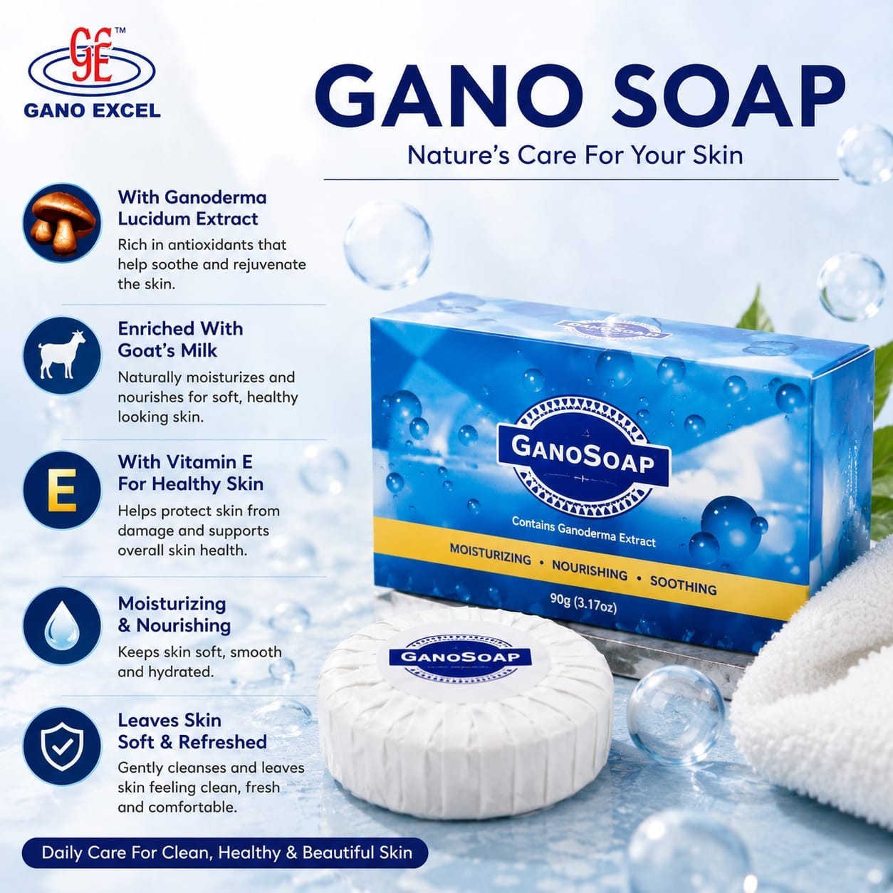 3 Boxes Gano Soap Excel Original Ganoderma & Goat Milk Enriched- 2 Soaps per Box