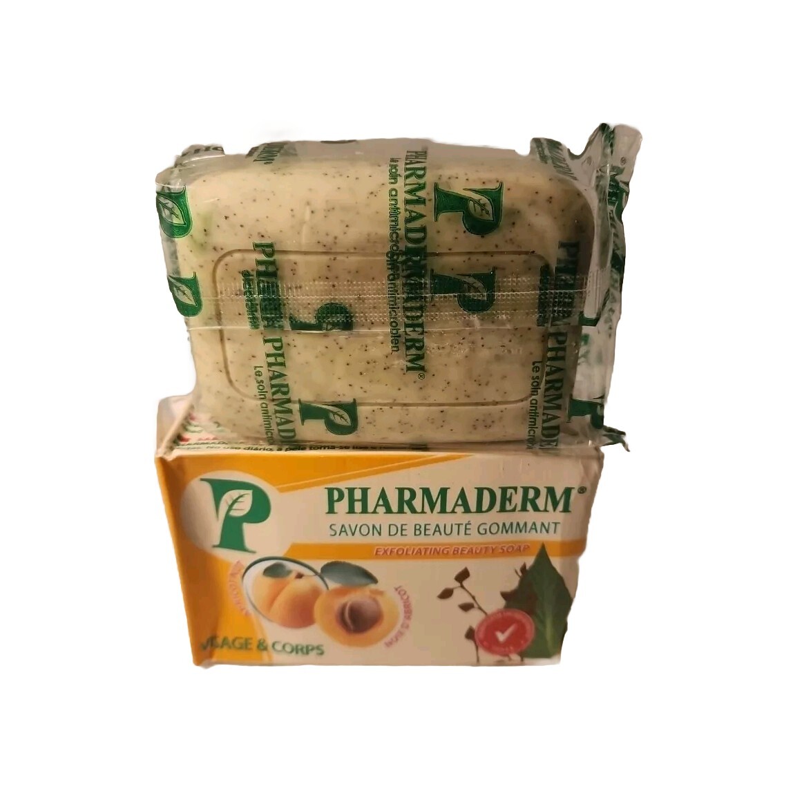 1×PHARMADERM APRICOT NUT Exfolianting Beauty Soap Face & Body 190g -6.7oz