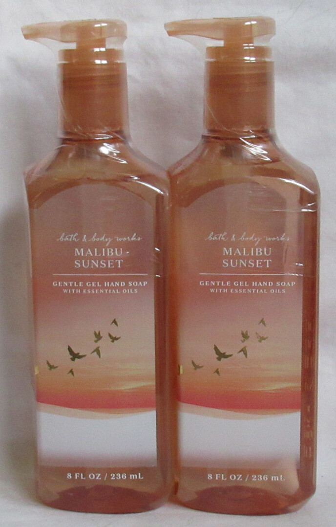 Bath & Body Works Gel Hand Soap w/ essential oils Lot Set of 2 MALIBU SUNSET