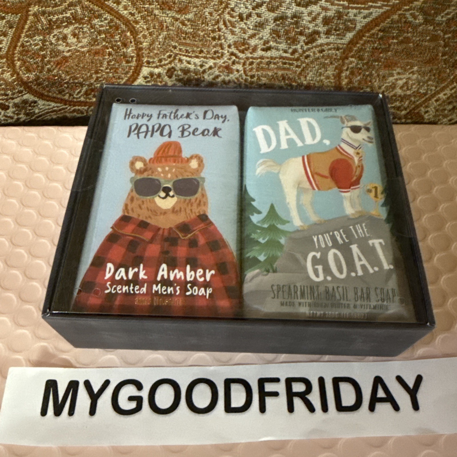 Hunter & Grey Men DAD Bar Soap Giftset 2pcs Dark Amber & Spearmint Basil 10.58Oz