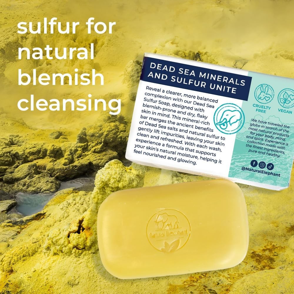 Enriched Dead Sea Sulfur Soap for Clear Skin – Natural 4.4 oz Bar with Aloe Vera