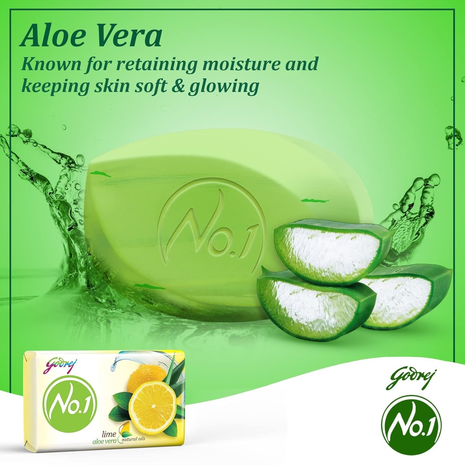 No.1 Lime & Aloe Vera (150g), Pack of 9 – High TFM (Grade 1 Soap), Long-Lasting