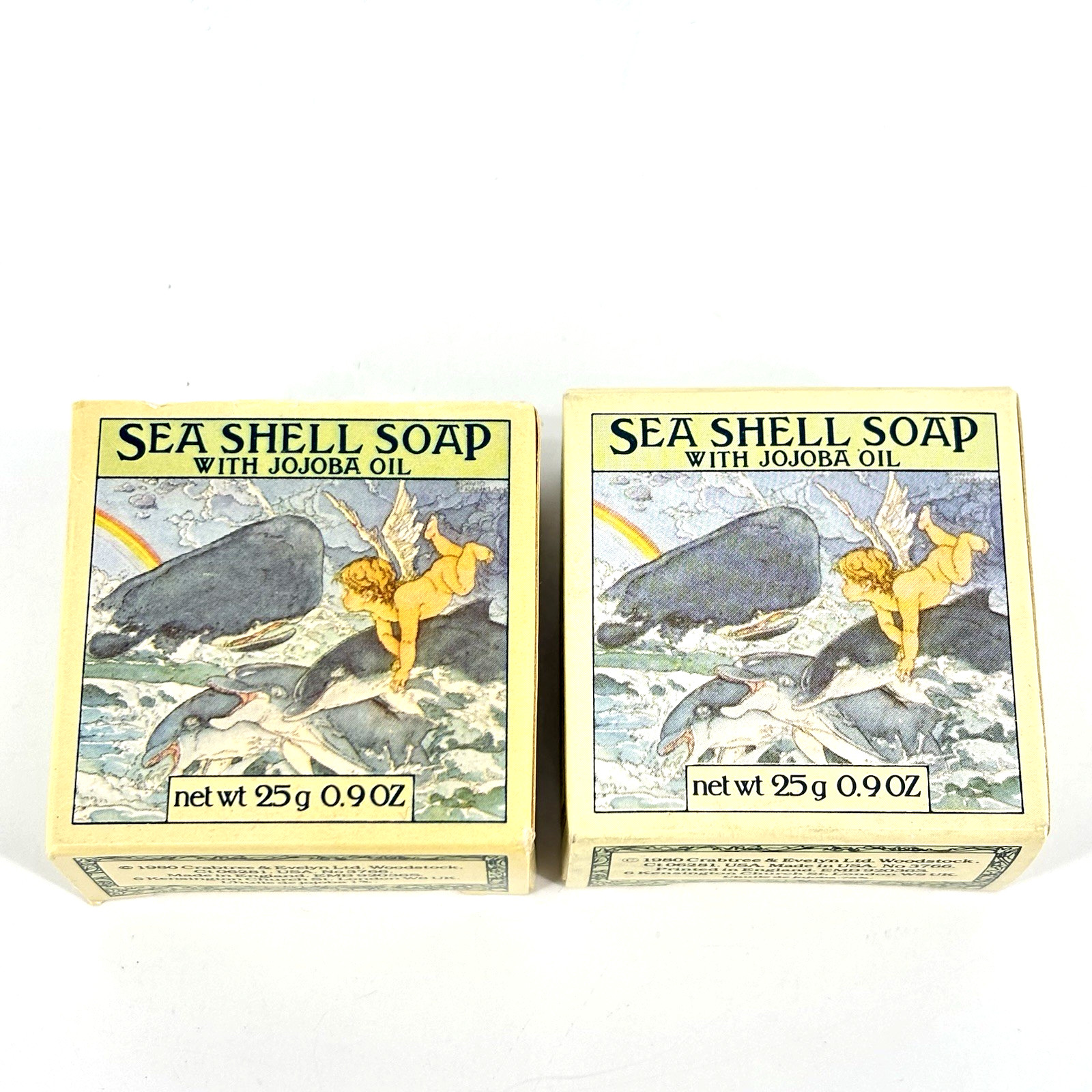 2X CRABTREE & EVELYN Sea Shell Soap With Jojoba Oil 25g / 0.9oz VTG 1978 NIB