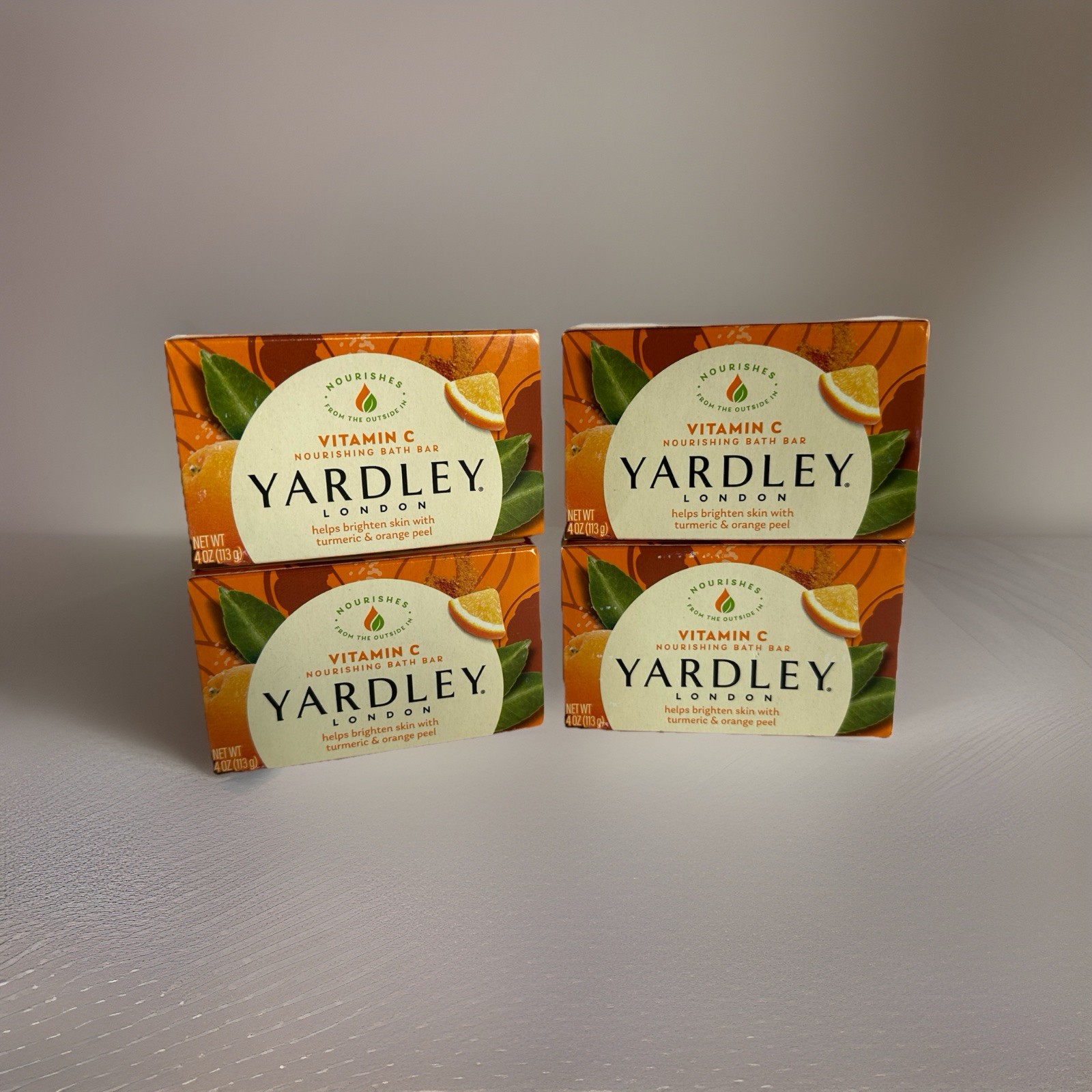 4x Yardley London Vitamin C Bath Bar Turmeric Orange Peel Soap 4oz Each