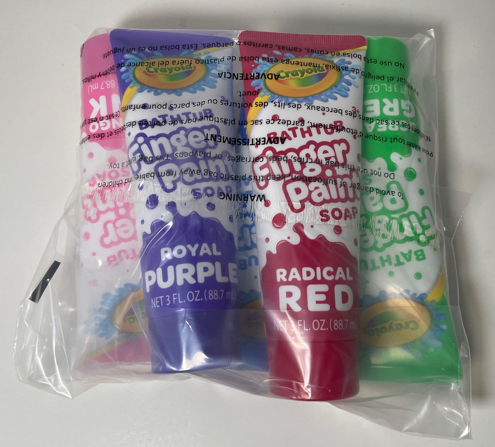 (5) Crayola Bathtub Fingerpaint Soap – Red Pink Blue Purple Green – 3 fl oz FUN!