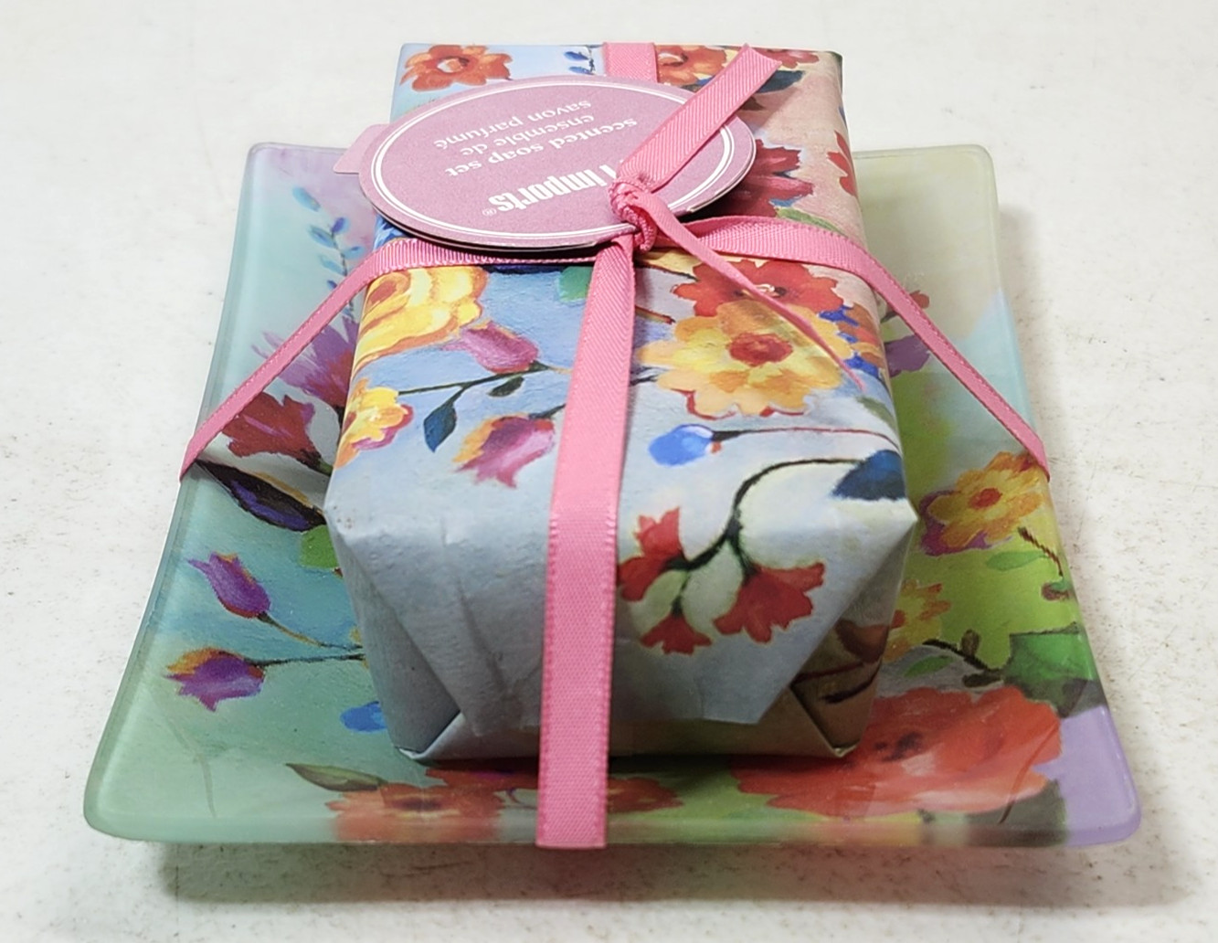 Pier 1 Imports Colorful Floral Scented Soap With Dish Bathroom Decor NEW