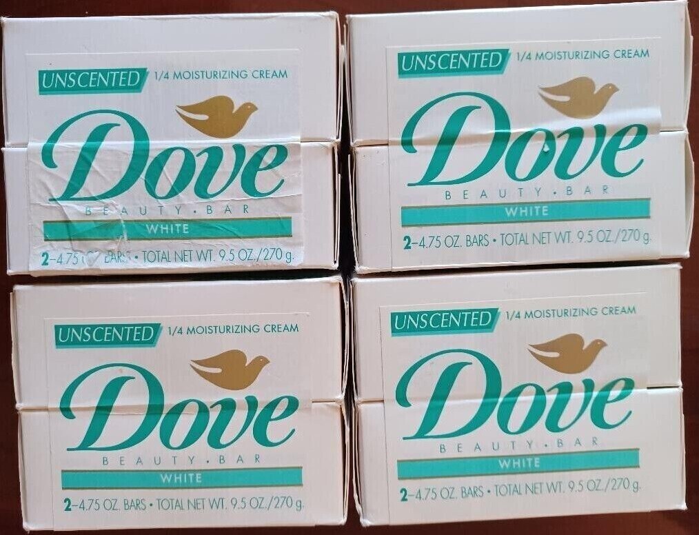 8 Vintage Dove Beauty Soap Bath Bar White 1/4 Moisturizing Cream 4.75oz NOS Prop