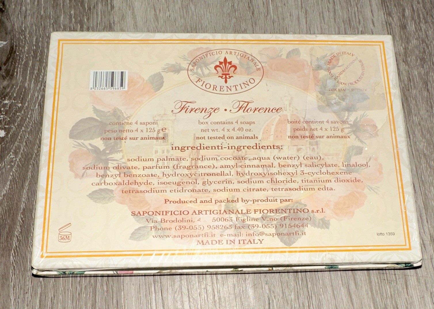 Saponificio Artigianale Fiorentino Firenze Florence Soap Set 4×4.40oz