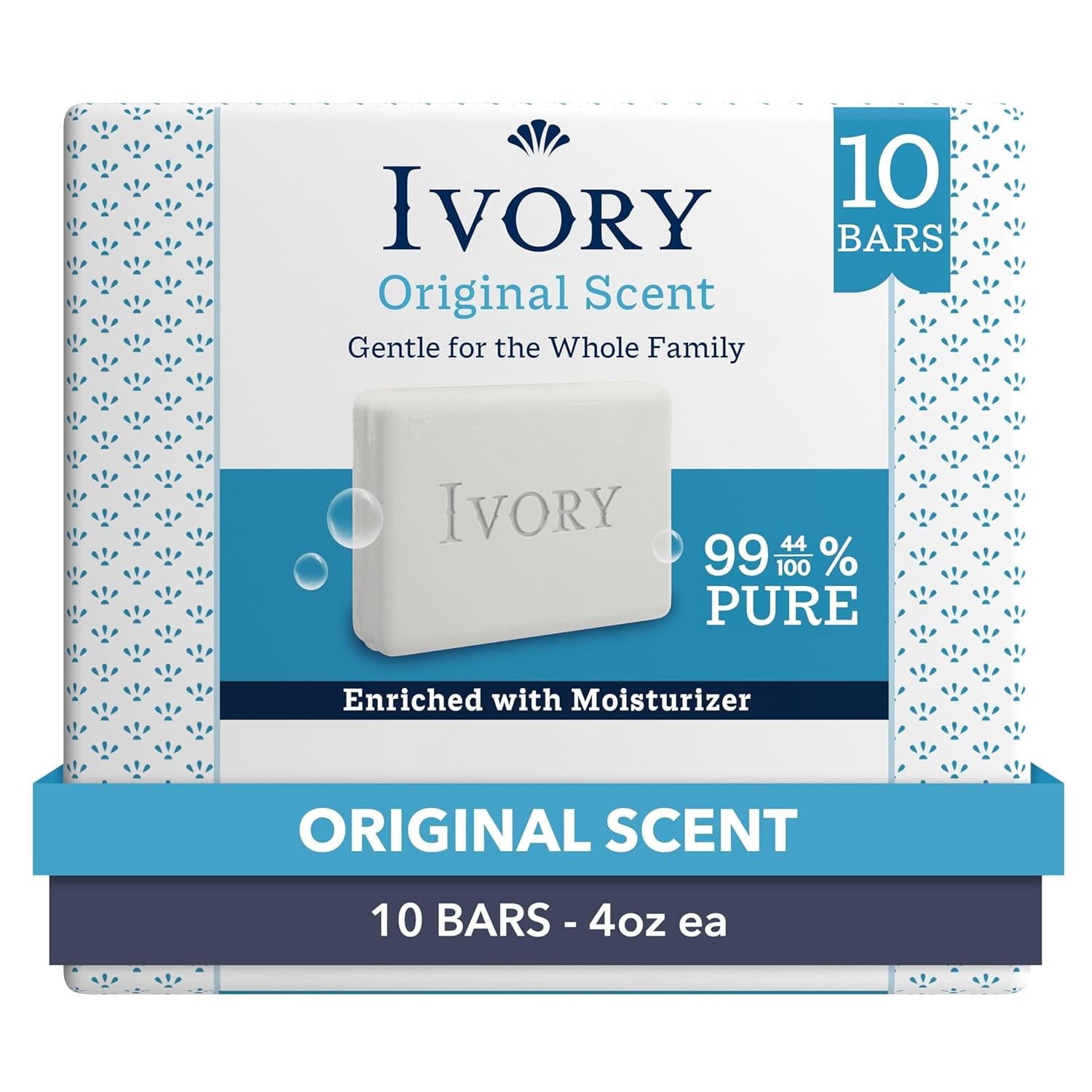 Ivory Gentle Bar Soap 10 Pack 3.17oz Original Scent 99.44% Pure Family Clean