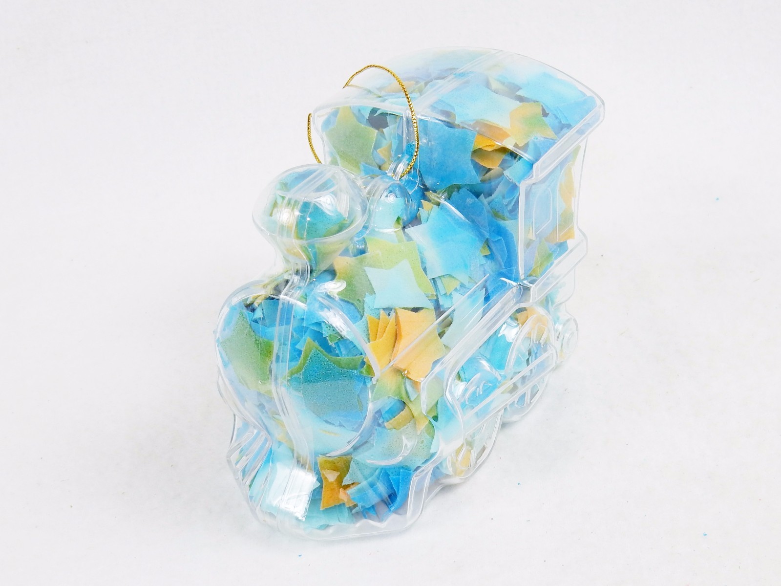 Toy Train Shape Bath Soap Ornament w/Colorful Confetti, Light Floral Scented