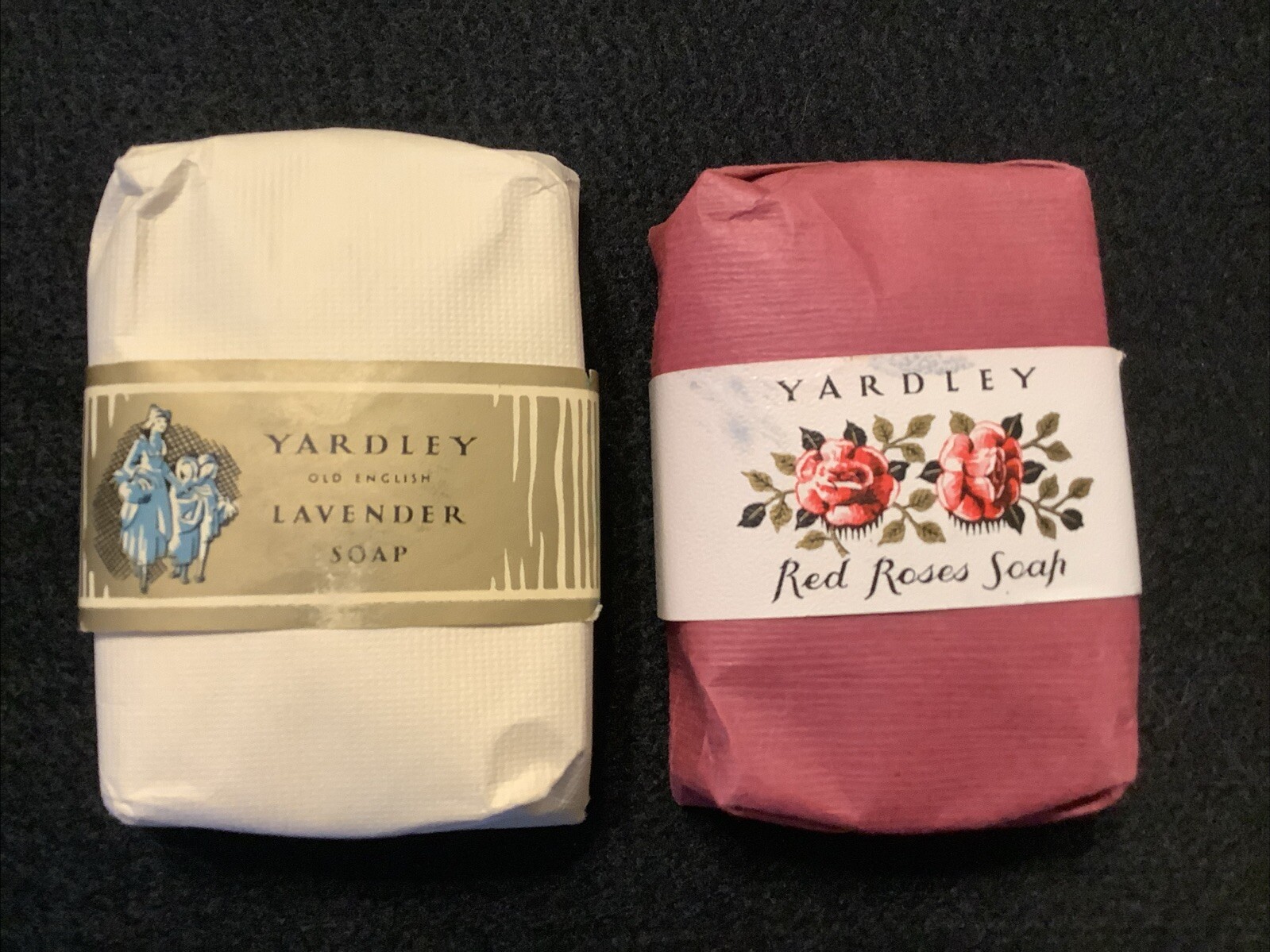 2 Vtg Yardley Old English Lavender & Red Roses 3 Oz Soap Bars Collectible NIP
