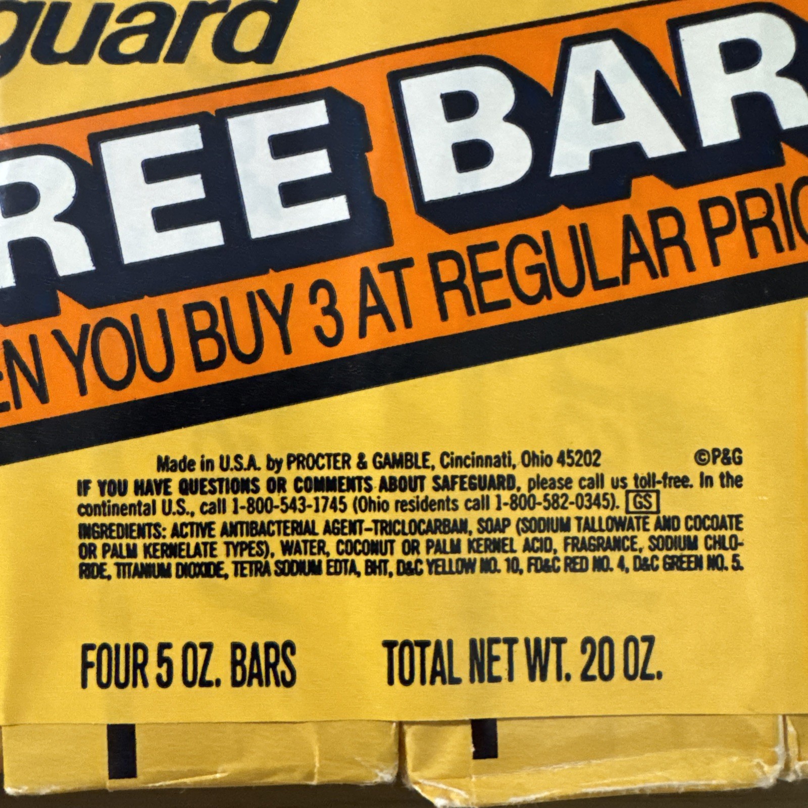 Vintage Safeguard Deodorant Soap 4 Bar Pack 5oz Each Procter & Gamble Safeguard