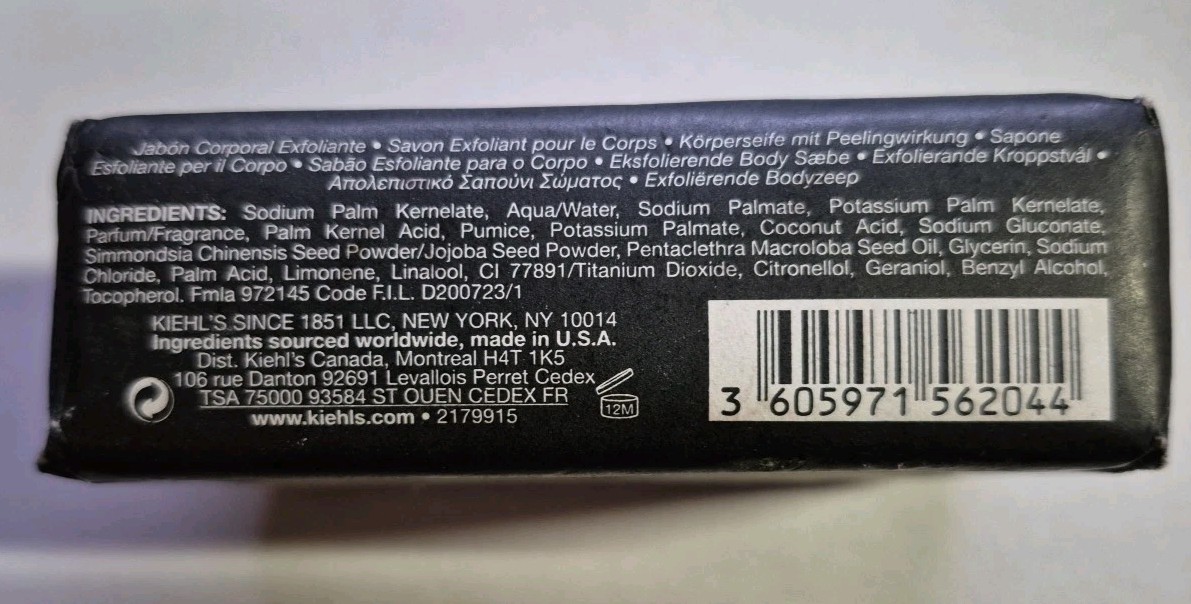 Kiehl’s Grooming Solutions Exfoliating Body Soap – 7oz / 200g – New Sealed
