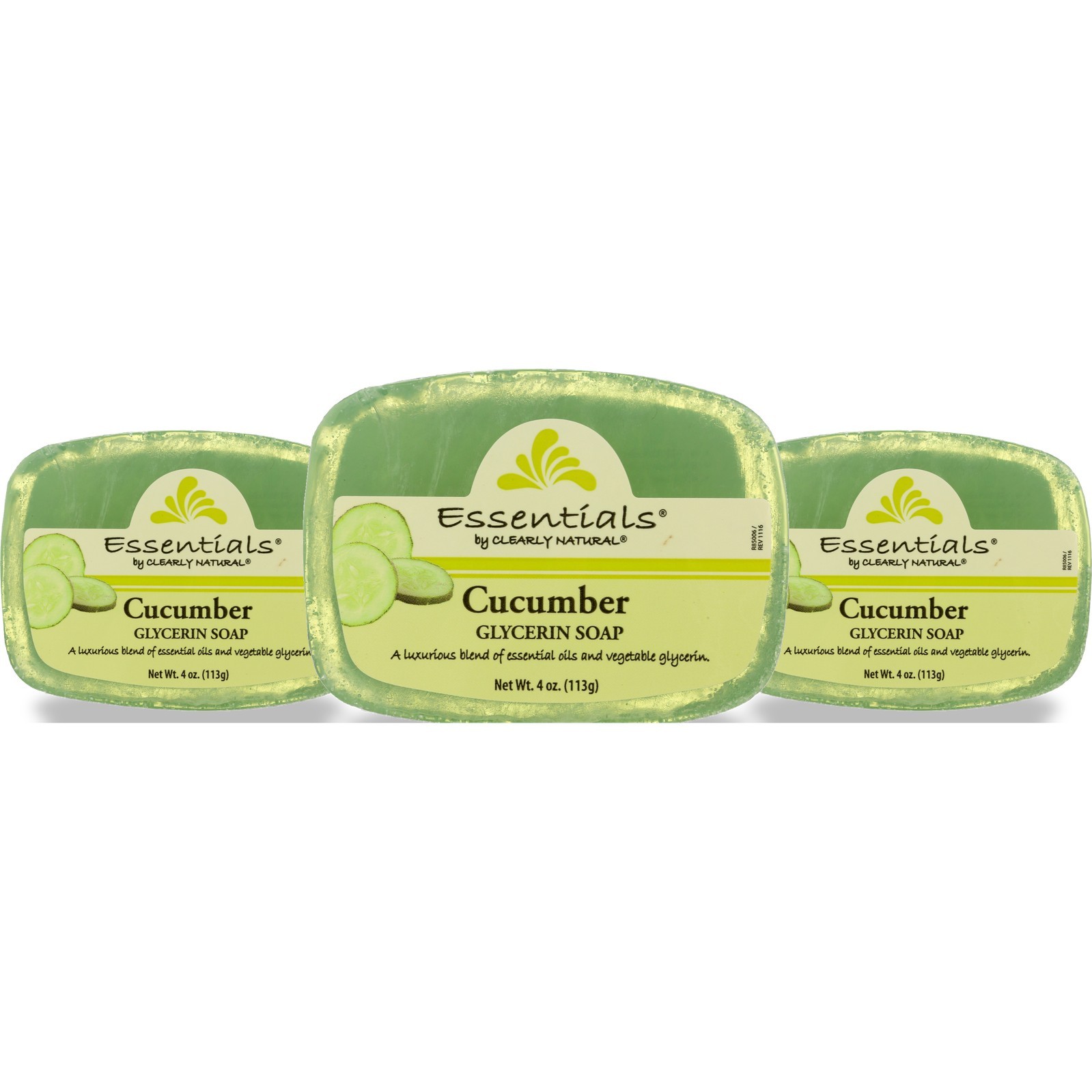 Clearly Natural Essentials Cucumber Glycerin Bar Soap 4 Oz 3 Pack