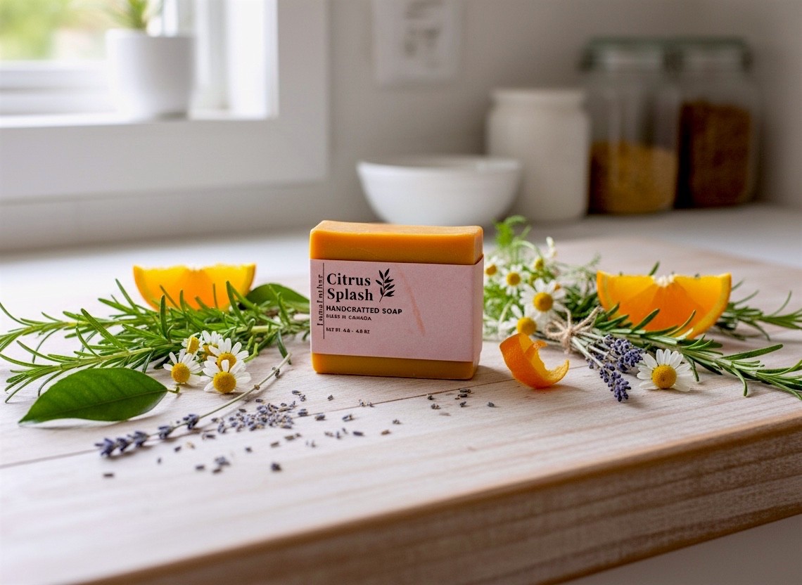 LumaLather Citrus Splash Handmade Soap Bar – Refreshing Moisturizing Bath Soap