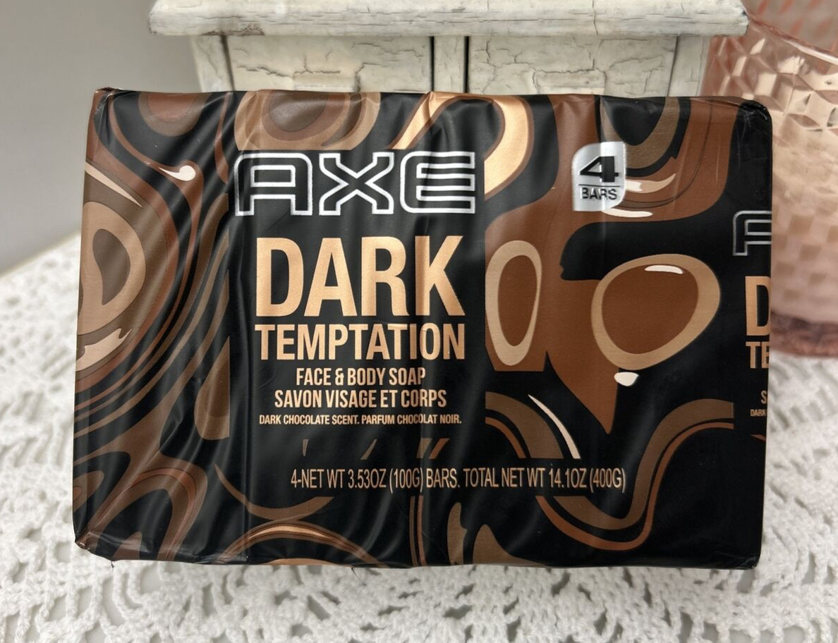 4 Pack Axe Dark Temptation Face & Body Soap Dark Chocolate Scent 14.1 Ounce