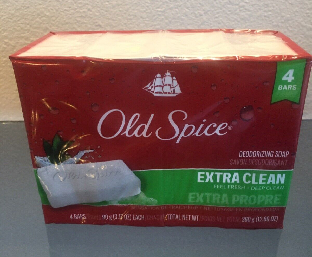 Old Spice Deodorizing Bar Soap Extra Clean Fresh & Deep Clean 3.17 oz. 4 Bars