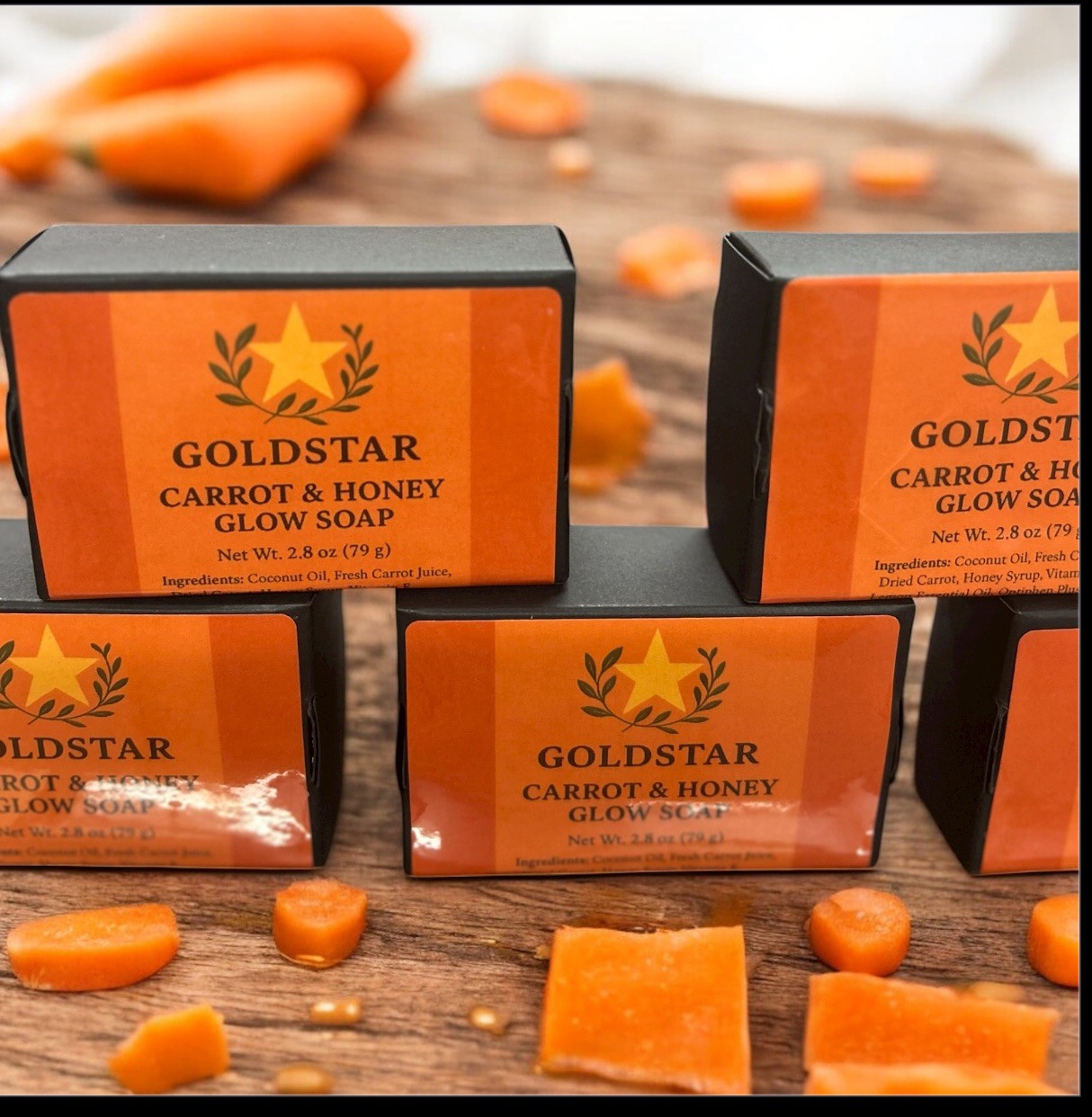 Carrot & Honey Glow Soap. Handcraft carrot soap ,Lemon Essentiel oil 3oz .