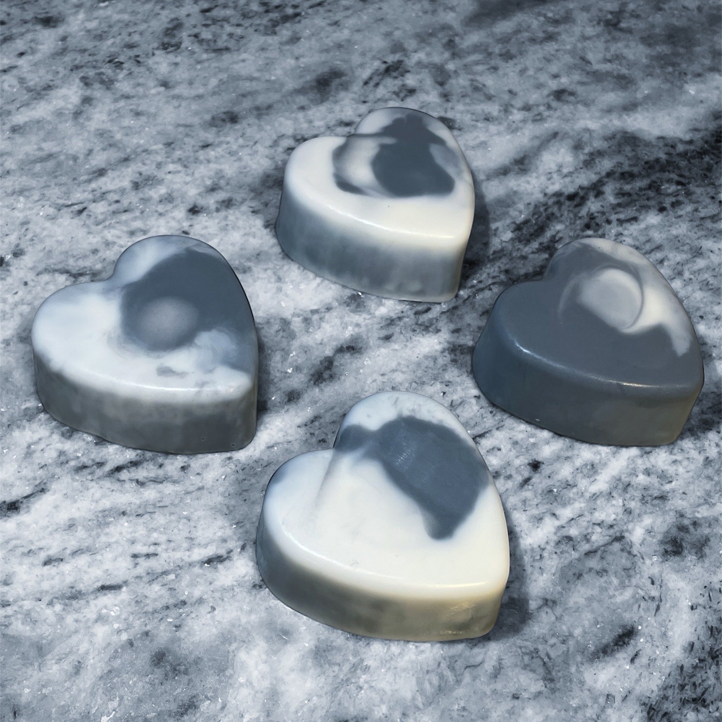All Natural Goat Milk Soap, Activated Charcoal Marble Heart Artisan Soap