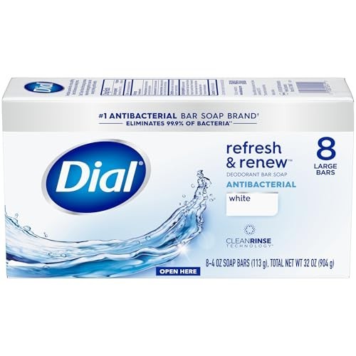 Antibacterial Bar Soap, Refresh & Renew, White, 4 oz – 32 Pack for Clean Skin