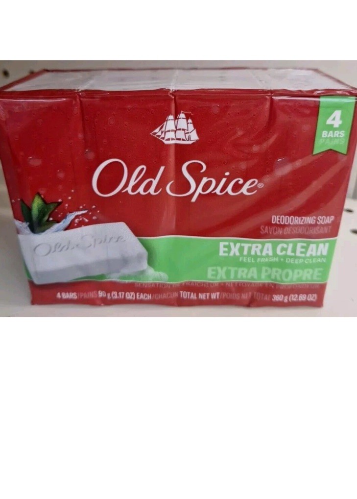 Old Spice Deodorizing Bar Soap Extra Clean Fresh & Deep Clean 3.17 oz. 4 Bars