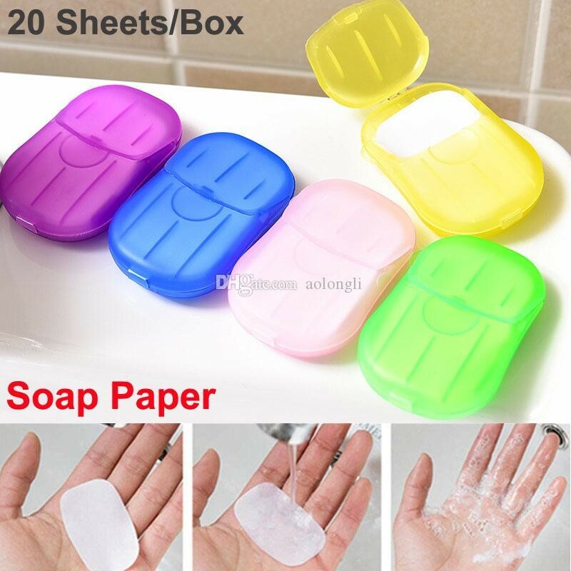 500 Super Paper Soap Sheets Portable 25-Pack Pink Blue Green Yellow Purple