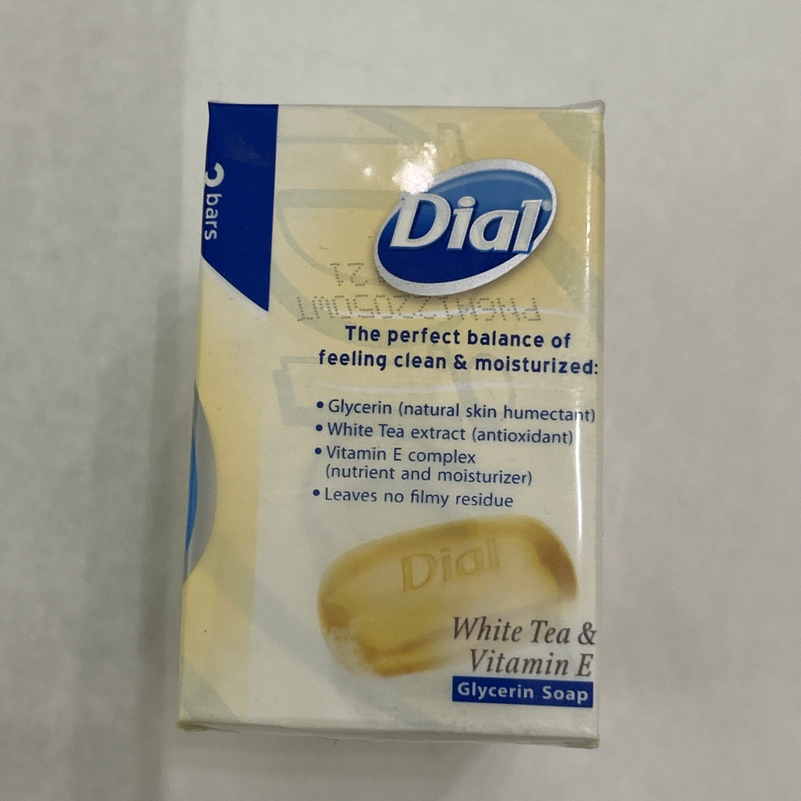 Dial Bar Soap White Tea and Vitamin E Glycerin 4 Ounce 3 Bars Factory Sealed