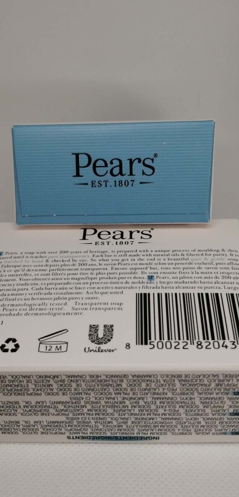Pack of 2 Pears Transparent Soap Blue 100 g 3.53 Oz!