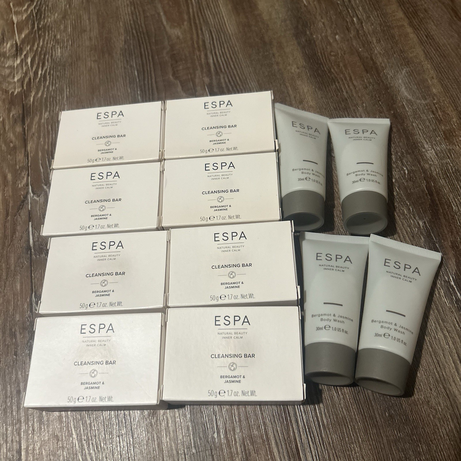 ESPA Bergamot Jasmine Bundle 8 Cleansing Bars + 4 Body Wash Luxury Soap New