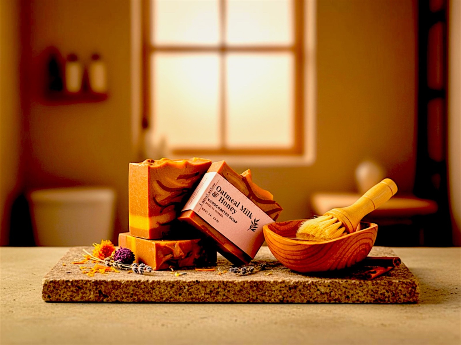 LumaLather Oatmeal Milk & Honey Handmade Soap Bar – Gentle Moisturizing Soap