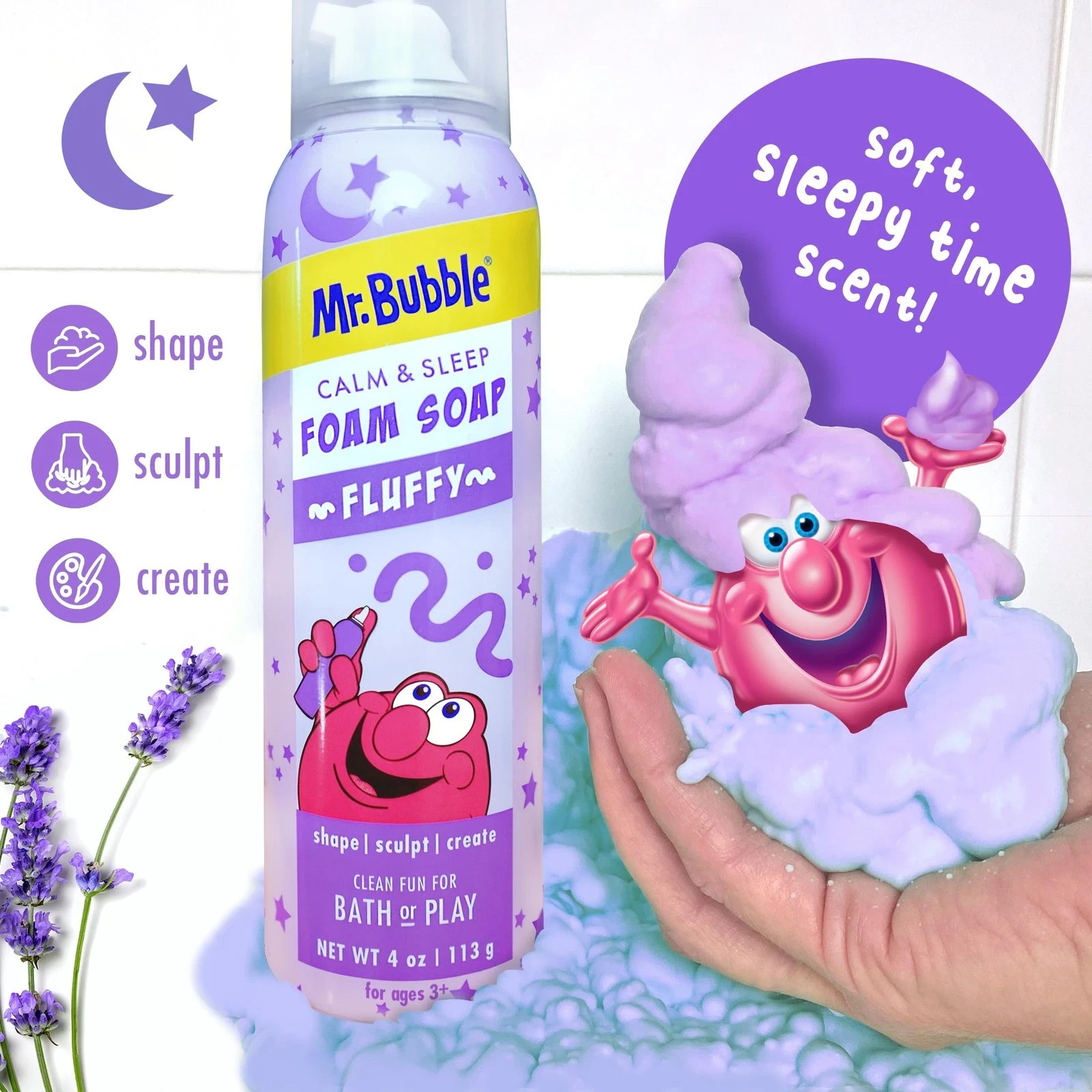 Mr. Bubble Calm & Sleep Foam Soap, 4 oz, 4 pack 4 Ounce (Pack of 4)