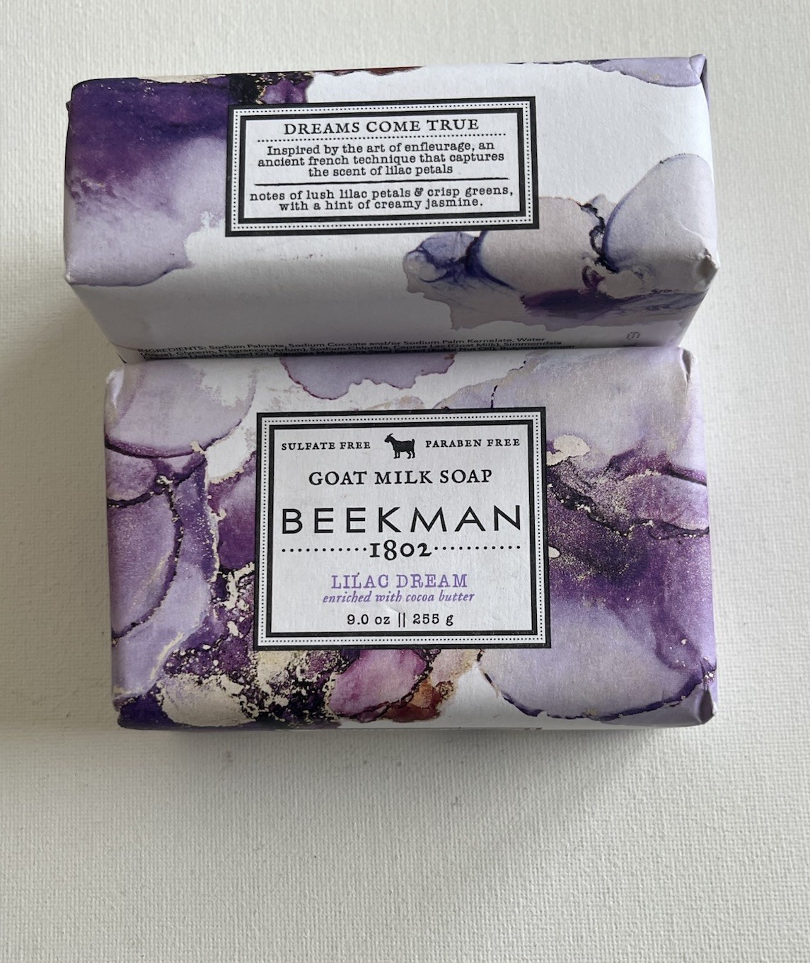 BEEKMAN 1802 Lilac Dream Goat Milk Soap SET OF 2 Lg 9oz Bars Cruelty Free USA