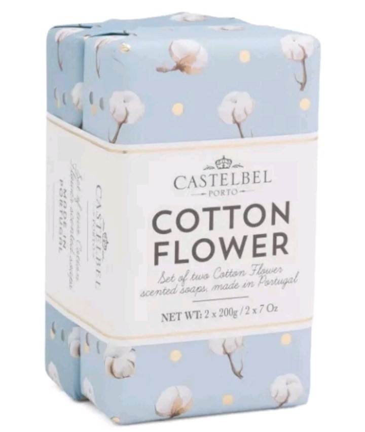 Set Of 2 CASTELBEL COTTON FLOWER Scented Bar Soap( 2 x 7 oz.) Made in Portugal