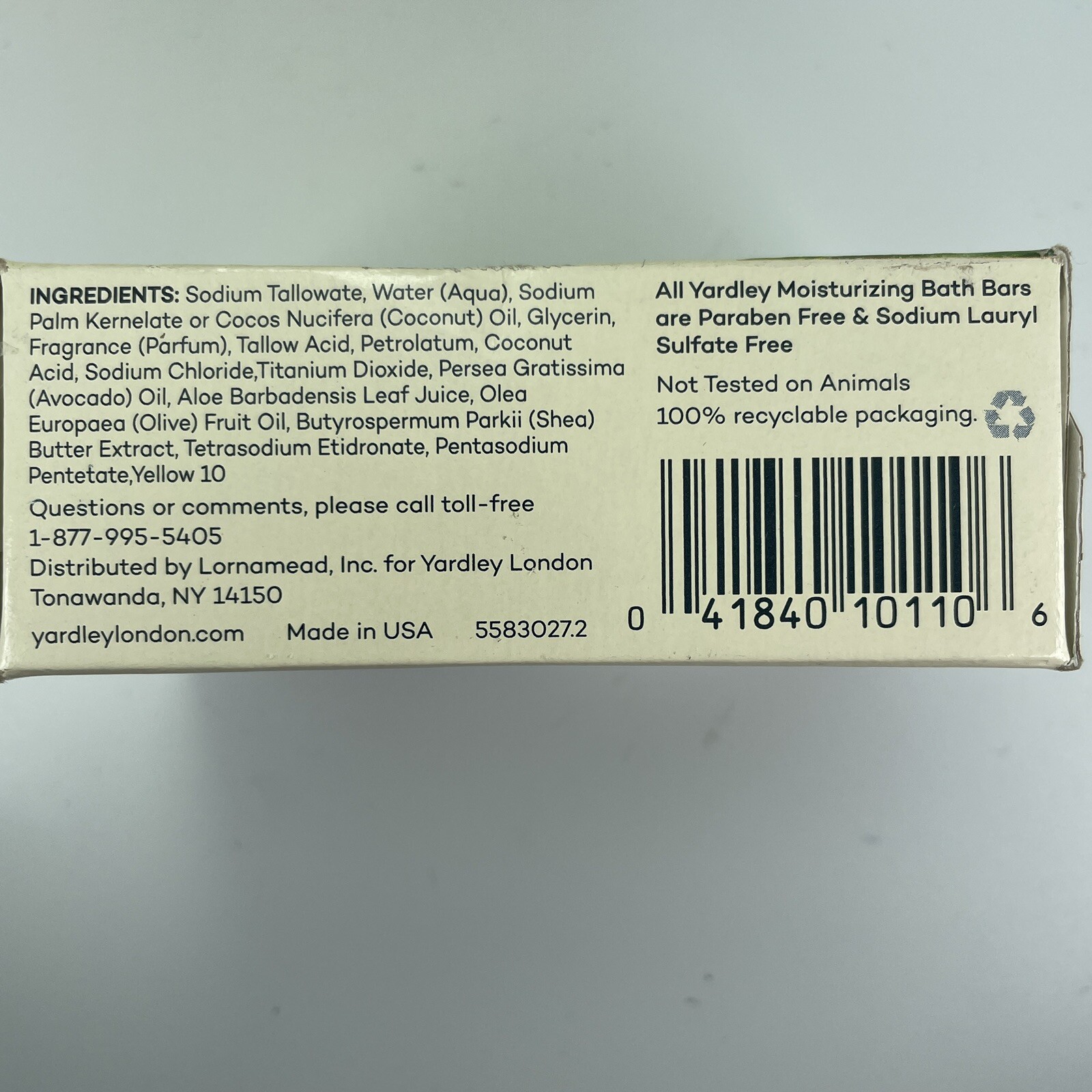 3x Yardley London Aloe & Avocado Moisturizing Bath Bar Soap 4.25oz Lot of 3 Bars